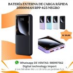 Batería Externa Remax RPP-623 – 20 000 mAh (Color Negro)