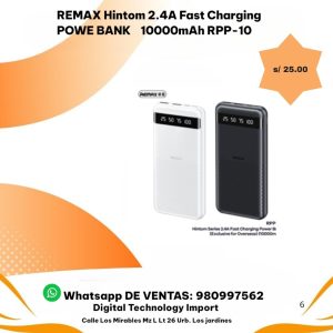 Power Bank REMAX Hintom RPP-10 10000mAh con Carga Rápida 2.4A